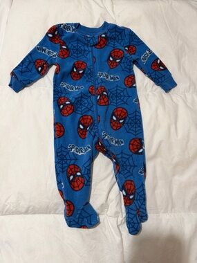 Spiderman Blue and Red Footed One-Piece Fleece Pajamas